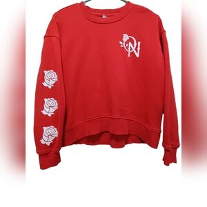 Old Navy Red Rose Graphic Sweatshirt Youth XL 14-16 Cozy Crewneck
